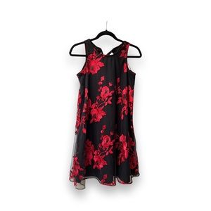 Black dress with red roses